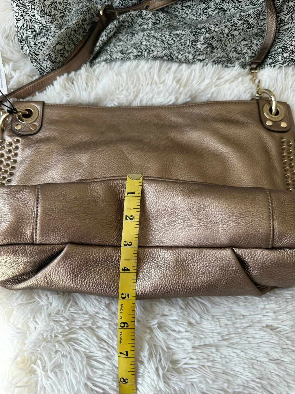 REBECCA MINKOFF Mini Luscious Hobo Bronze Leather Studded Shoulder Bag NWT
